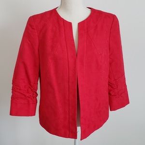 Coldwater Creek Red Ruched Sleeve Jacket